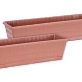 Sağlam Plastik Balkon Saksı 2'li Set 50 Cm - 60 Cm Kahverengi