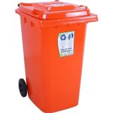Sağlam Plastik Çöp Ve Atık Konteyneri 240 Lt Tekerlekli Turuncu