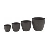 Sağlam Plastik Hasır Görünümlü Rattan Saksı 4'Lü Set