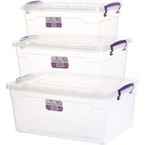 Sağlam Plastik Hobi Box Yatay Saklama Kabı 3'lü Set 5,5-10-15 Lt