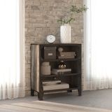 Sağlam saklama dolabı, gri, 72 x 36 x 82 cm, metal ve MDF, 2 raf ve örgü kapı, DVD, kitap ve ev aletleri düzenlemek için, oturma odası veya yatak odası için ideal, kolay montaj