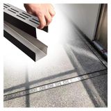 Sağlam yağmur suyu kanalı 1 m, paslanmaz çelik, ince beton drenaj ızgarası, bahçe, teras ve avlu için ideal, doğrusal oluklar