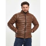 Sağlamer Zagmen Z01230 Erkek Slim Fit Şişme Deri Mont - Z01230 - Kahverengi - ST01230-KAHVERENGI-L