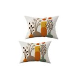 Şah Dekor Punch Nakış Desen Dijital Baskılı Sarı Turuncu kahve Sonbahar Temalı 2li 30x50cm Kırlent Kılıfı