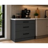 Şah Mutfak 3 Çekmeceli Alt Modül 80 cm - Çok Amaçlı Dolap - Beyaz Laminat Tezgah Dahil