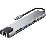Şah Tech 8 In 1 Type C To Hdtv Çok Portlu Hub 4K HDMI Pd RJ45 USB 3.0 Sd Tf Çevirici Adap