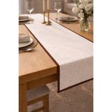 ŞAH TEXTILE DESIGN açık kahve biye detay yıkanmış premıum keten runner 40x110