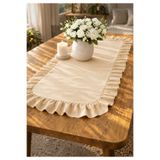 ŞAH TEXTILE DESIGN Bej Sık Fırfırlı keten runner 40x110