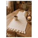 ŞAH TEXTILE DESIGN Doğal pamuklu ham keten fırfırlı runner 40x110