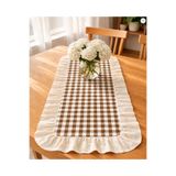 ŞAH TEXTILE DESIGN Keten fırfırlı pötikare runner