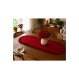 ŞAH TEXTILE DESIGN Oval bordo sık fırfırlı ,pileli keten runner 40x110