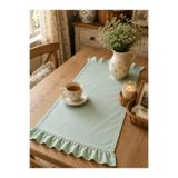 ŞAH TEXTILE DESIGN Pamuk karışımlı keten dokulu fırfırlı runner 40x110