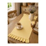 ŞAH TEXTILE DESIGN Pamuklu keten dokulu fırfırlı runner 40x110