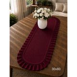 Şah Textile Design Sık Fırfırlı Duck Keten Runner , Konsol Örtüsü 30X80 - Bordo - 30 x 80 cm