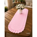 Şah Textile Design Sık Fırfırlı Duck Keten Runner , Konsol Örtüsü 30X80 - Pembe - 30 x 80 cm
