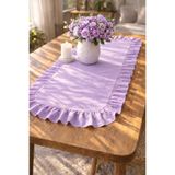 ŞAH TEXTILE DESIGN Sık fırfırlı lila pamuk keten runner 40x110