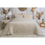 Şaheser Home Collection Aline Jakarlı Müslin Nevresim Takımı Çift Kişilik 6 Parça | Ipliği Boyalı %100 Pamuk - Krem - 200 x 220 cm