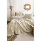 Şaheser Home Collection Bambi Jakarlı Yatak Örtüsü Seti, Yaprak Desenli, %100 Pamuk Jakarlı Kumaş, 3 Parça Yatak odası seti - Bej - 240 x 260 cm