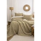Şaheser Home Collection Bambi Jakarlı Yatak Örtüsü Seti, Yaprak Desenli, %100 Pamuk Jakarlı Kumaş, 3 Parça Yatak odası seti - Haki - 240 x 260 cm