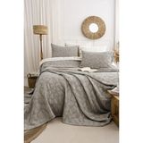 Şaheser Home Collection Bambi Jakarlı Yatak Örtüsü Seti, Yaprak Desenli, %100 Pamuk Jakarlı Kumaş, 3 Parça Yatak odası seti - Vizon - 240 x 260 cm