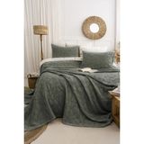 Şaheser Home Collection Bambi Jakarlı Yatak Örtüsü Seti, Yaprak Desenli, %100 Pamuk Jakarlı Kumaş, 3 Parça Yatak odası seti - Yeşil - 240 x 260 cm