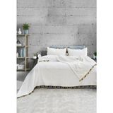 Şaheser Home Collection Clarita Jakarlı Yatak Örtüsü Seti – Boho Renkli Püskül Detaylı, %100 Pamuk Jakarlı Dokuma 240X260 cm - Krem - 240 x 260 cm
