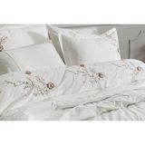 Şaheser Home Collection Cosmos Nakışlı Nevresim Takımı %100 Pamuk Doğal Çiçek Desenli Nevresim Seti - Beyaz - 200 x 220 cm