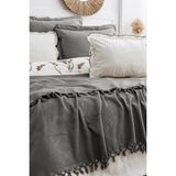 Şaheser Home Collection Eveline Nevresimli Pike Takımı, %100 Pamuk, Püsküllü Nevresimli Pike Seti, Nakışlı Pike Takımı - Antrasit