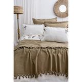 Şaheser Home Collection Eveline Nevresimli Pike Takımı, %100 Pamuk, Püsküllü Nevresimli Pike Seti, Nakışlı Pike Takımı - Haki