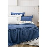 Şaheser Home Collection Eveline Nevresimli Pike Takımı, %100 Pamuk, Püsküllü Nevresimli Pike Seti, Nakışlı Pike Takımı - Lacivert