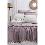 Şaheser Home Collection Eveline Nevresimli Pike Takımı, %100 Pamuk, Püsküllü Nevresimli Pike Seti, Nakışlı Pike Takımı - Mürdüm