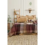 Şaheser Home Collection Floransa Yatak Örtüsü Seti, El Nakışı Detaylı, %100 Pamuk Jakarlı Kumaş, 6 Parça Yatak Seti - Hardal