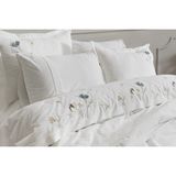 Şaheser Home Collection Harmony %100 Pamuk Nakışlı Nevresim Takımı, Minimal Çiçek Desenli - Beyaz - 200 x 220 cm