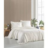 Şaheser Home Collection Ilda Jakarlı Yatak Örtüsü Seti, Fırfırlı Kenar Detaylı, %100 Pamuk Jakarlı Dokuma (240X260 Cm) - Krem - 240 x 260 cm