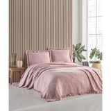 Şaheser Home Collection Ilda Jakarlı Yatak Örtüsü Seti, Fırfırlı Kenar Detaylı, %100 Pamuk Jakarlı Dokuma (240X260 Cm) - Pudra - 240 x 260 cm