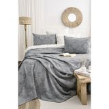 Şaheser Home Collection Italo Jakarlı Yatak Örtüsü Seti, Klasik Dokulu, %100 Pamuk Jakarlı Kumaş, 3 Parça Yatak odası takımı - Antrasit - 240 x 260 cm
