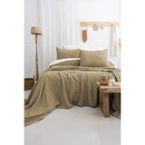 Şaheser Home Collection Janna Jakarlı Yatak Örtüsü Seti, Yumuşak Dokulu, %100 Pamuk Jakarlı Kumaş, 3 Parça Yatak odası seti - Haki - 240 x 260 cm