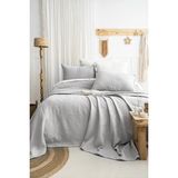 Şaheser Home Collection Julia Jakarlı Yatak Örtüsü Seti, Çiçek Kabartmalı %100 Pamuk Jakarlı Kumaş, 3 Parça Yatak Örtü Seti - Gri - 240 x 260 cm
