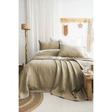 Şaheser Home Collection Julia Jakarlı Yatak Örtüsü Seti, Çiçek Kabartmalı %100 Pamuk Jakarlı Kumaş, 3 Parça Yatak Örtü Seti - Haki - 240 x 260 cm