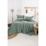 Şaheser Home Collection Julia Jakarlı Yatak Örtüsü Seti, Çiçek Kabartmalı %100 Pamuk Jakarlı Kumaş, 3 Parça Yatak Örtü Seti - Yeşil - 240 x 260 cm