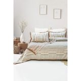 Şaheser Home Collection Lia Jakarlı Müslin Yatak Örtüsü Seti, Doğal Dokulu, Çizgili Desenli %100 Pamuk Müslin Yatak Örtüsü - Kiremit - 240 x 260 cm