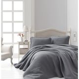 Şaheser Home Collection Liv Jakarlı Yatak Örtüsü Seti, Minimal Desenli %100 Pamuk Jakarlı Kumaş, 3 Parça Yatak Örtüsü Takımı - Gri - 240 x 260 cm