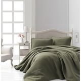 Şaheser Home Collection Liv Jakarlı Yatak Örtüsü Seti, Minimal Desenli %100 Pamuk Jakarlı Kumaş, 3 Parça Yatak Örtüsü Takımı - Haki - 240 x 260 cm