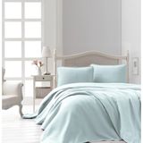 Şaheser Home Collection Liv Jakarlı Yatak Örtüsü Seti, Minimal Desenli %100 Pamuk Jakarlı Kumaş, 3 Parça Yatak Örtüsü Takımı - Mint - 240 x 260 cm