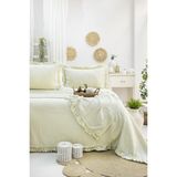 Şaheser Home Collection Marta Jakarlı Yatak Örtüsü Seti, Fırfırlı Kenar Detaylı %100 Pamuk Jakarlı Kumaş, Yumuşak Dokulu - Yeşil - 240 x 260 cm