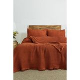Şaheser Home Collection Norah Jakarlı Waffle Pike Takımı – %100 Pamuk, Çift Kişilik Doğal Dokulu Yatak Örtüsü - Bakır