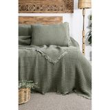 Şaheser Home Collection Norah Jakarlı Waffle Pike Takımı – %100 Pamuk, Çift Kişilik Doğal Dokulu Yatak Örtüsü - Haki
