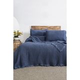 Şaheser Home Collection Norah Jakarlı Waffle Pike Takımı – %100 Pamuk, Çift Kişilik Doğal Dokulu Yatak Örtüsü - Indigo