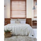 Şaheser Home Collection Oscar Müslin Yatak Örtüsü, %100 Pamuklu Müslin Battaniye, Jakarlı Dokuma, Püsküllü Boho Yatak Örtüsü - Krem - 240 x 260 cm