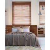 Şaheser Home Collection Oscar Müslin Yatak Örtüsü, %100 Pamuklu Müslin Battaniye, Jakarlı Dokuma, Püsküllü Boho Yatak Örtüsü - Vizon - 240 x 260 cm
